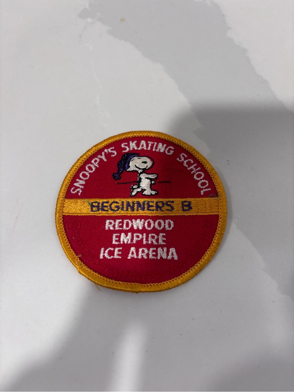 Vtg Snoopy's Skating School Beginners B Patch - Redwood Empire Ice Arena